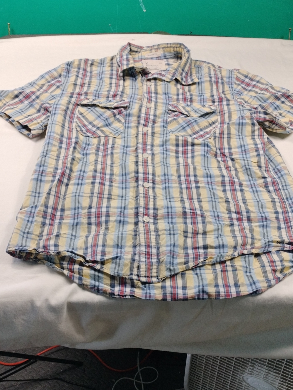 American Eagle OutfittMen's Short-Sleeve Plaid Button-Up Shirt Size Large #2